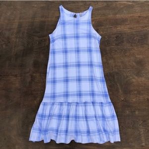 ASOS Drop Waist dress plaid checks blue white 2